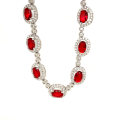 Wedding Fashion Jewelry Ruby Stone 925 Sterling Silver/ Gold Luxury Jewelry Set